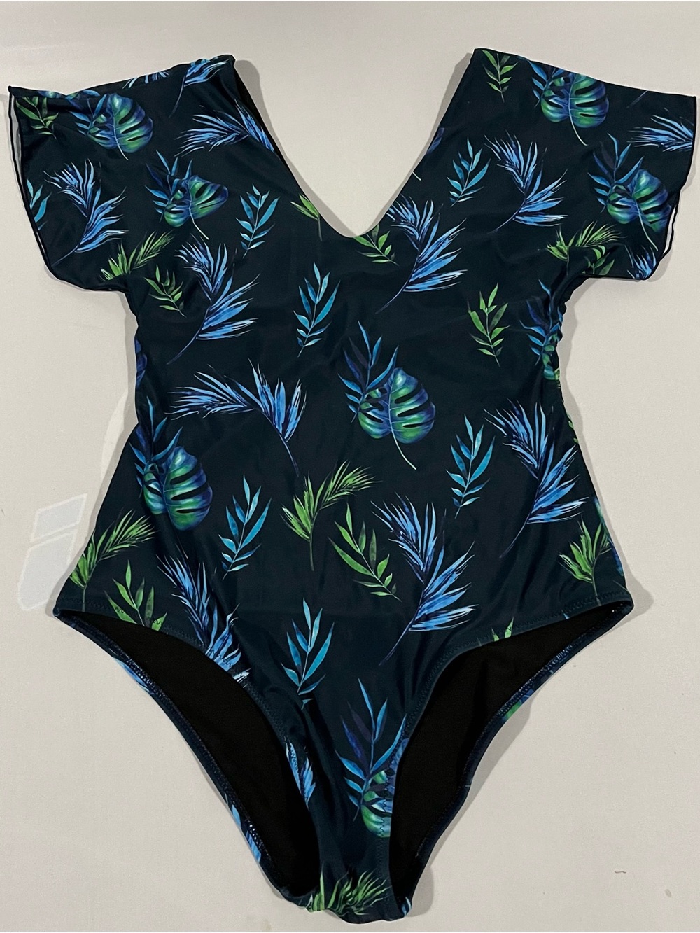 Byinns One-Piece Swimwear - Navy Tropical Leaf Print